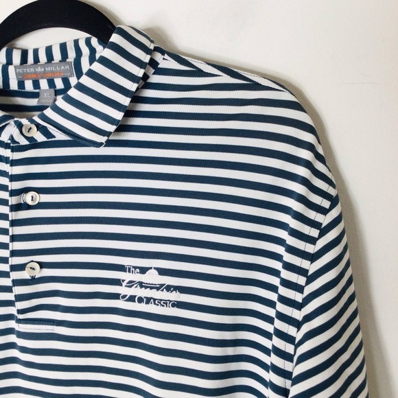Peter Millar polo men xl The Greenbrier blue stripe Summer Comfort - Picture 2 of 9